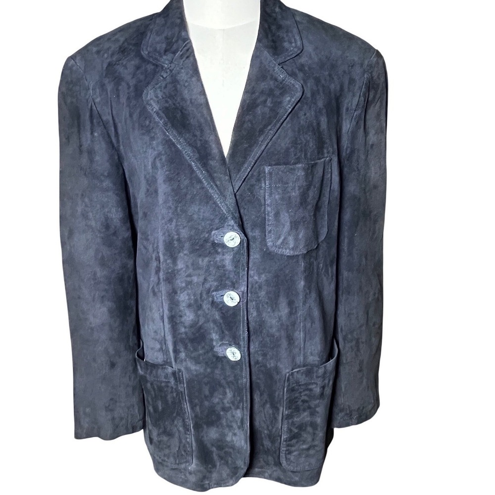 Giannelli Pigskin Suede Blazer Black Women's M EU 40 Made in Italy Jacket